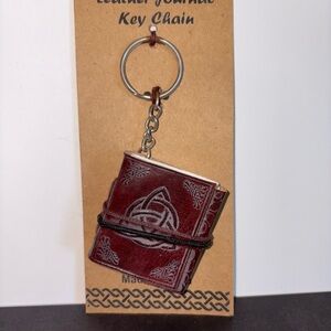 Vintage Leather Keychain Journal with Triquetra Design